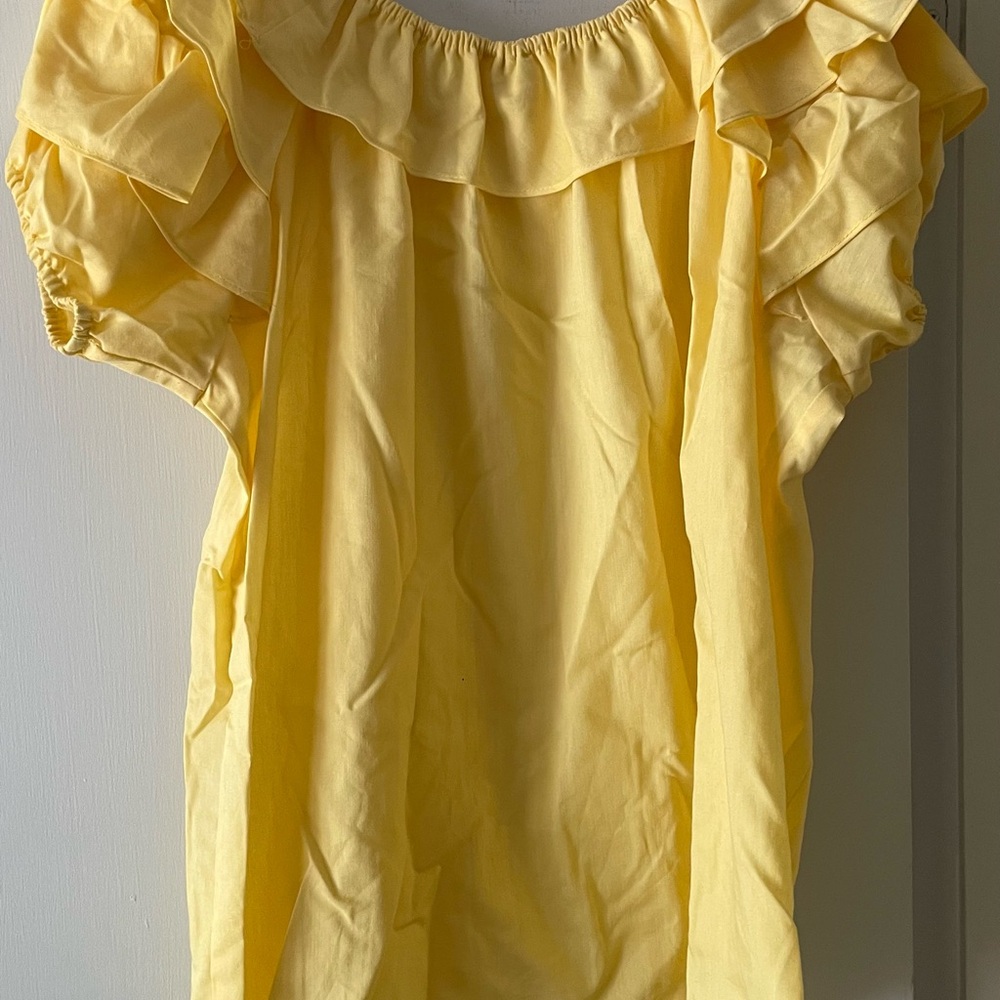 Yellow Ruffled Women's Top - Picture 3 of 5